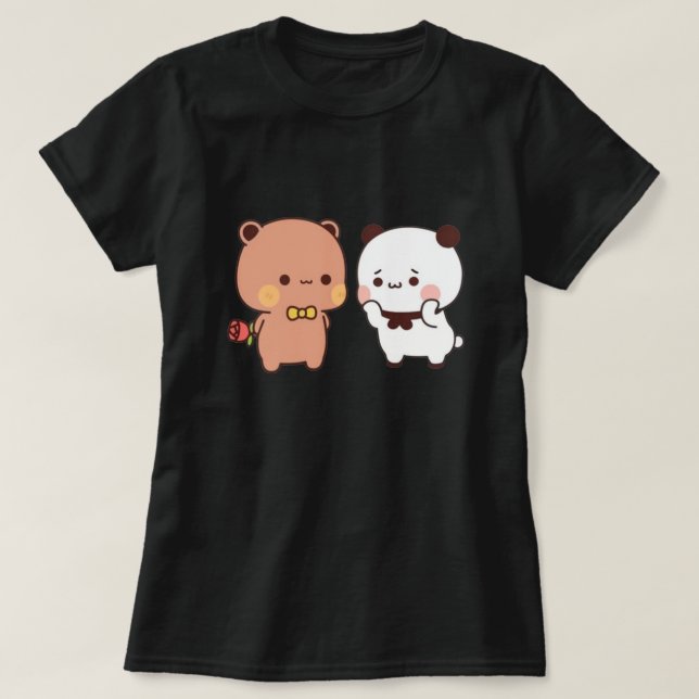 T-shirt Panda Et Brownie Bear Couple (Design devant)
