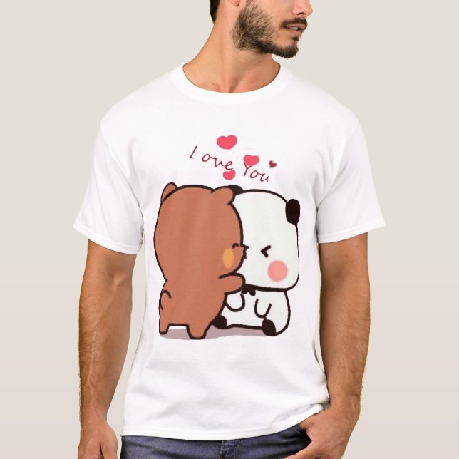 T-shirt Panda Et Brownie - Véritable Amour BuBu DuDu Coupl (Devant)
