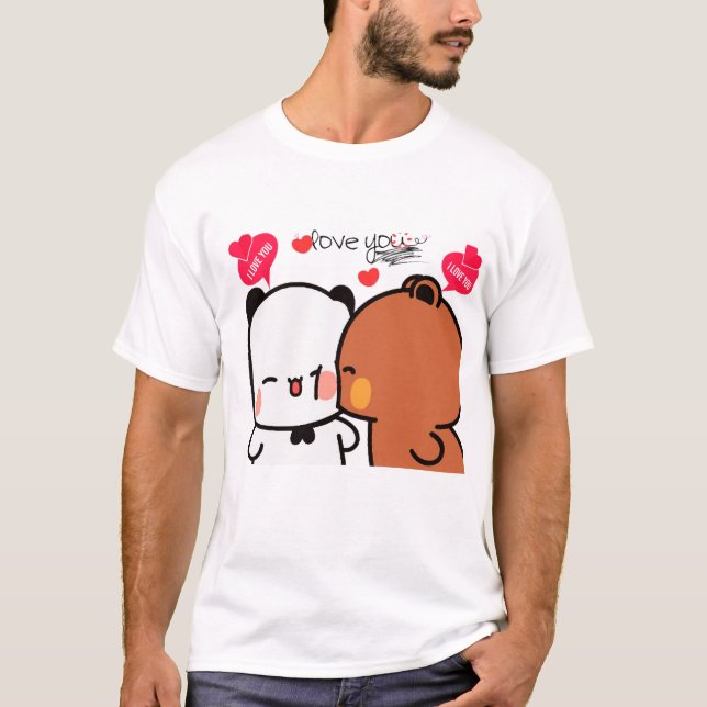 T-shirt Panda Et Brownie - Véritable Amour BuBu DuDu Coupl (Devant)