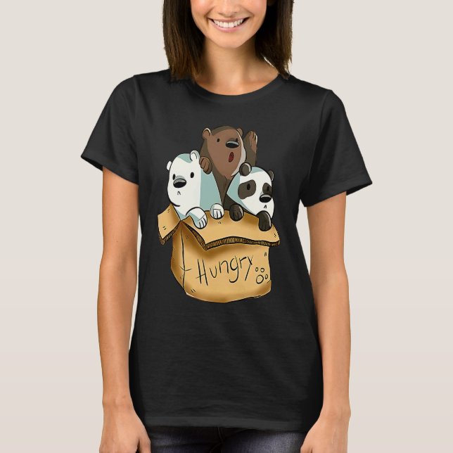 T-shirt Panda Et Ours Nus Faim Dans La Boîte Bébé Ours (Devant)