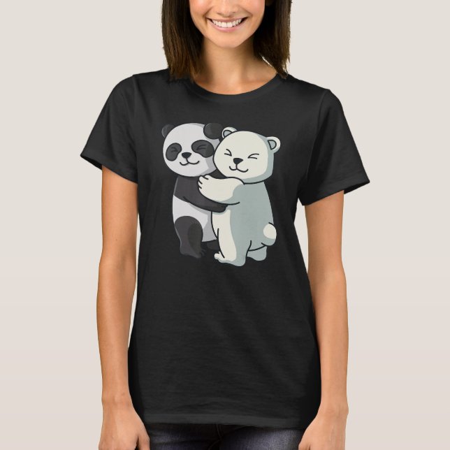 T-shirt Panda et Ours polaire mignon Icebear Cuddle Animau (Devant)