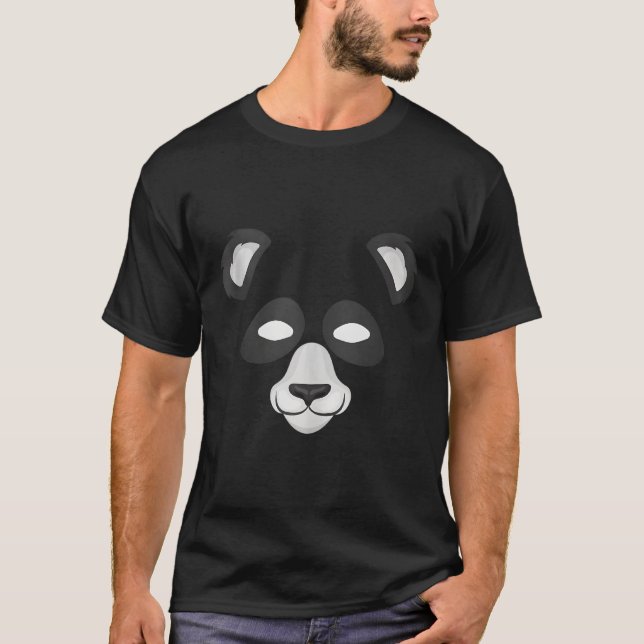 T-shirt Panda Face Halloween noir blanc Panda Ours (Devant)