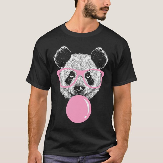 T-shirt Panda Face Manger Gomme Et Fait Un Tee De Bulle Mi (Devant)