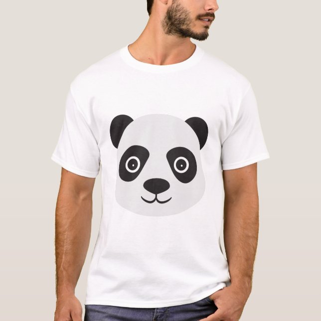 T-shirt Panda Face Ours noir et blanc (Devant)