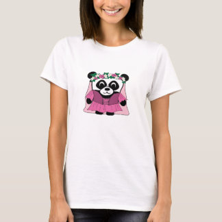 T-shirt Panda, fille en robe de la Renaissance rose