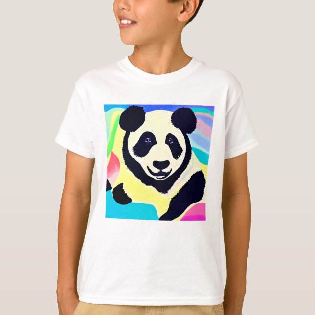 T-shirt Panda fond multicolore (Devant)