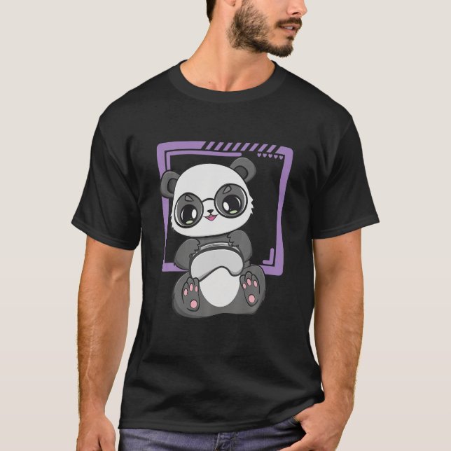 T-shirt Panda Gamer Au Travail Kawaii Bear Enviromentalist (Devant)