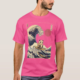 T-shirt Panda géant Kanagawa vague de surf japonais drôle