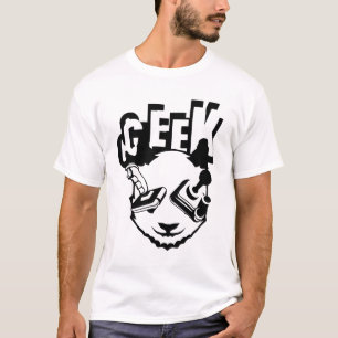 T-shirt panda geek manette jeux joystick video 