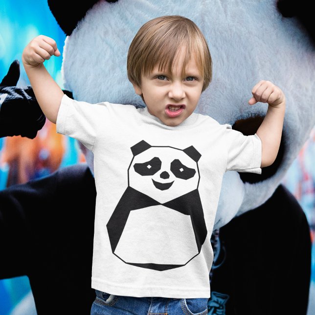 T-shirt Panda géométrique (Strong boy showing muscles wearing panda tshirt)