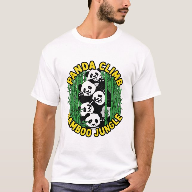 T-shirt Panda grimpe jungle de bambou faune (Devant)