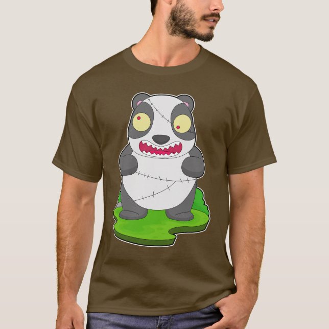 T-shirt Panda Halloween Zombie (Devant)