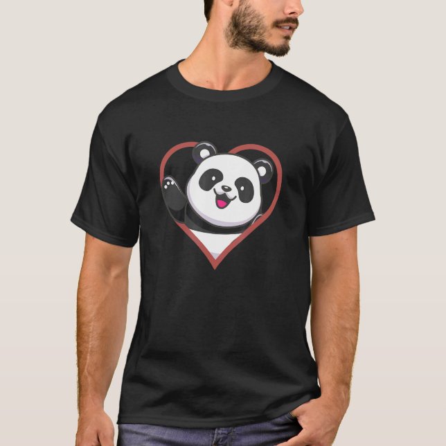 T-shirt Panda Heart Panda Ours Animal (Devant)