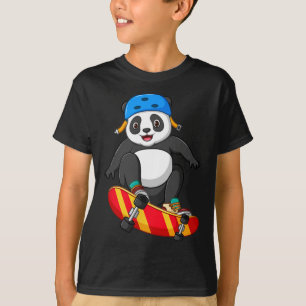 T-shirt Panda Heureux de Planche à Roulettes Planche à Rou
