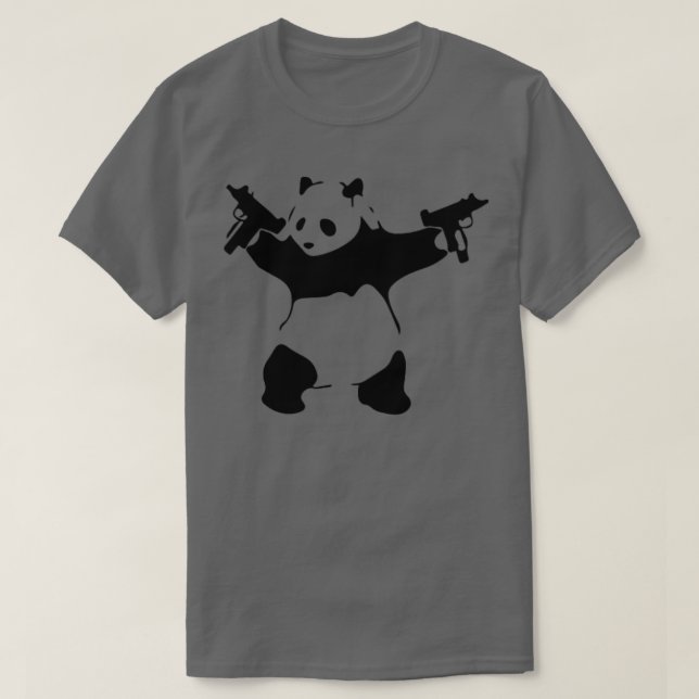 T-shirt Panda Holding Machine Guns Drôle (Design devant)