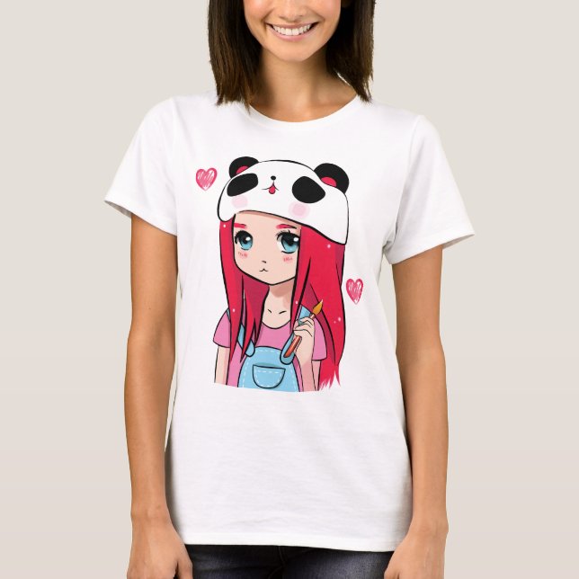 T-shirt Panda Hugs & Crimson Dreams (Devant)