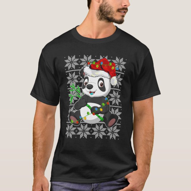 T-shirt Panda illuminations de Noël Rinder Santa Hat Panda (Devant)