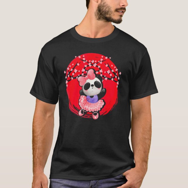 T-shirt Panda Japon Drapeau Sakura Cherry Blossom Tree Jap (Devant)