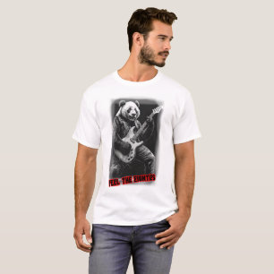 T-shirt Panda jouant de la guitare sur un fond noir