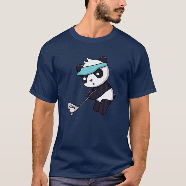 T-shirt Panda Jouer Golf Drôle Animal Golfeur Panda Ours (Devant)