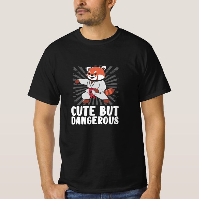 T-shirt Panda karaté rouge doux (Devant)