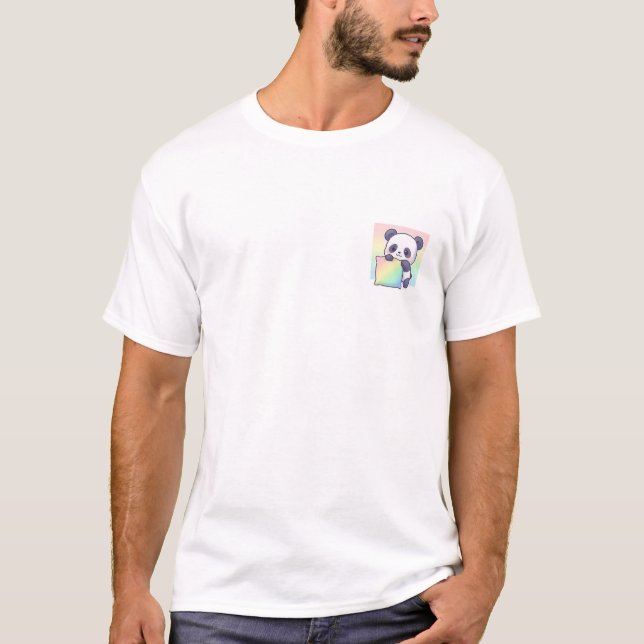 T-shirt Panda Kawaii avec Oreiller Pastel (Devant)
