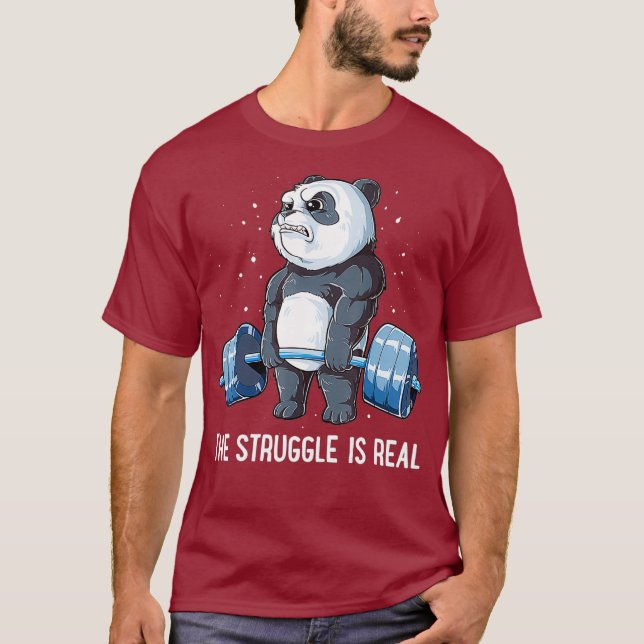 T-shirt Panda La Lutte Est Véritable Forme De Poids (Devant)