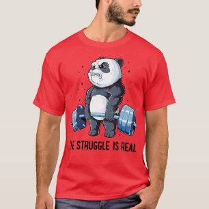 T-shirt Panda La Lutte Est Véritable Poids Fitness Gy