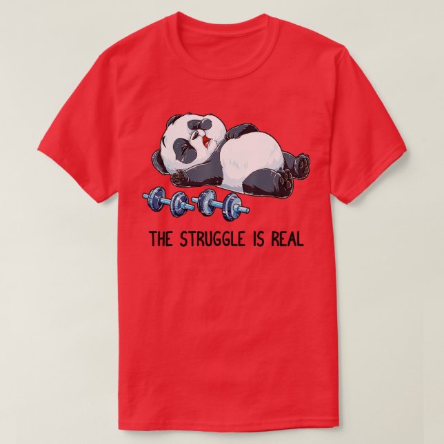 T-shirt Panda La Lutte Est Véritable Poids Fitness Gy (Design devant)