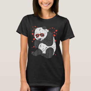 T-shirt Panda Lunettes de Coeur mignonnes Valentines Ours