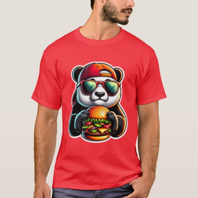 T-SHIRT PANDA MANGEANT DU CHESEBURGER 3 (Devant)
