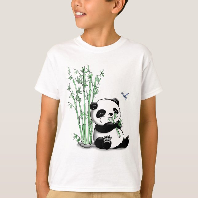 T-shirt Panda mangeant le bambou (Devant)