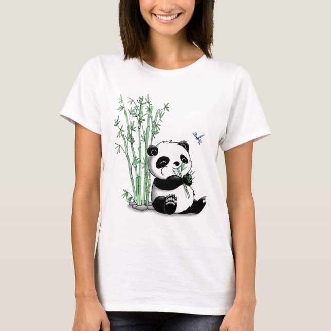 T-shirt Panda mangeant le bambou (Devant)