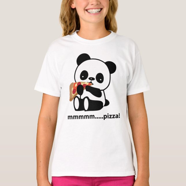 T-shirt PANDA MANGER LA PIZZA - mignon (Devant)