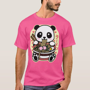 T-shirt Panda Manger Ramen Cute Kawaii Noodles