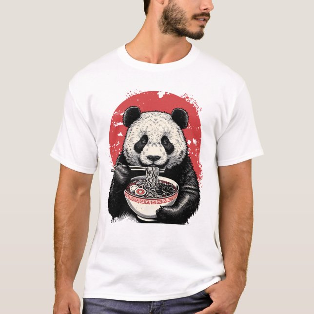 T-shirt Panda manger Ramen Vintage Art japonais (Devant)