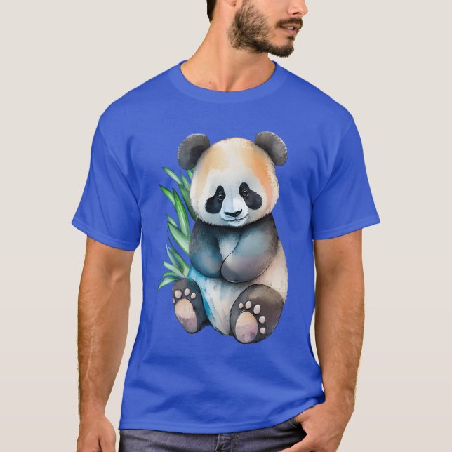 T-shirt Panda mignon aquarelle animaux mignons ami (Devant)