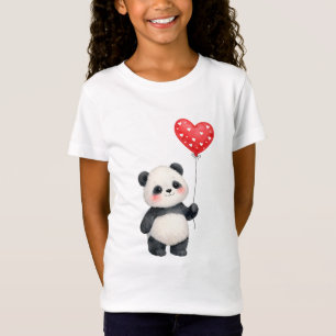 T-Shirt Panda Mignon Avec Ballon En Forme De Coeur