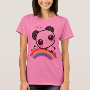 T-shirt Panda mignon avec la nourriture de kawaii sur