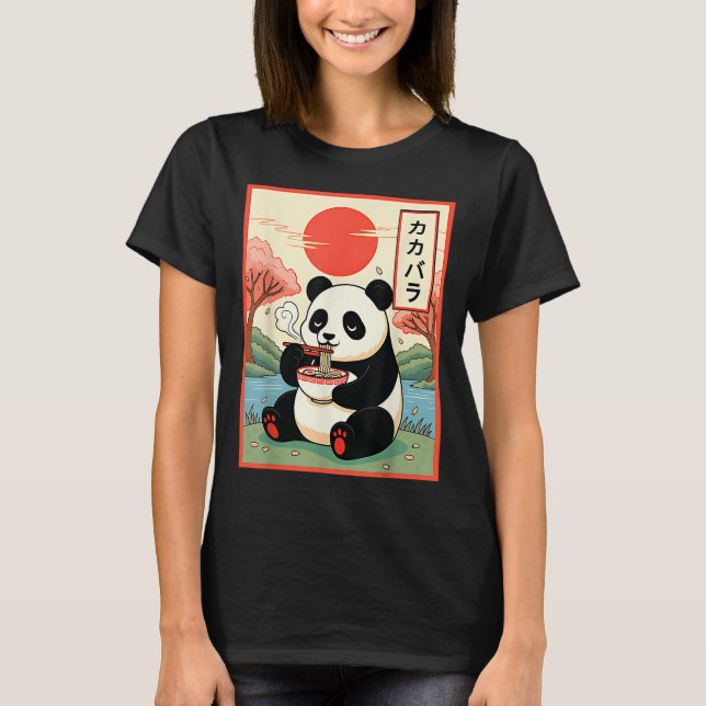 T-shirt Panda Mignon Mangeant Des Nouilles Ramen Anime Jap (Devant)