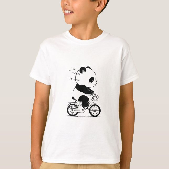 T-shirt Panda mignonne à vélo (Devant)