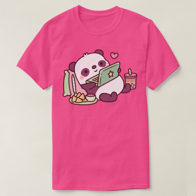 T-shirt Panda mignonne avec chips et thé à bulles (Design devant)