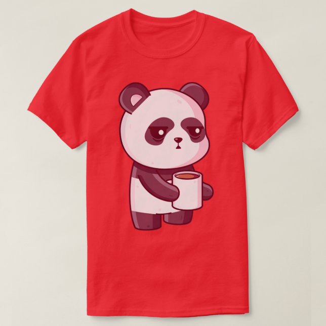 T-shirt Panda mignonne boire du café (Design devant)