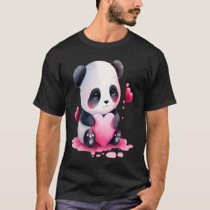 T-shirt Panda mignonne et coeur rose Saint Valentin 2023