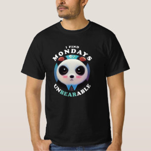 T-shirt Panda Mignonne trouve les lundis insupportables   