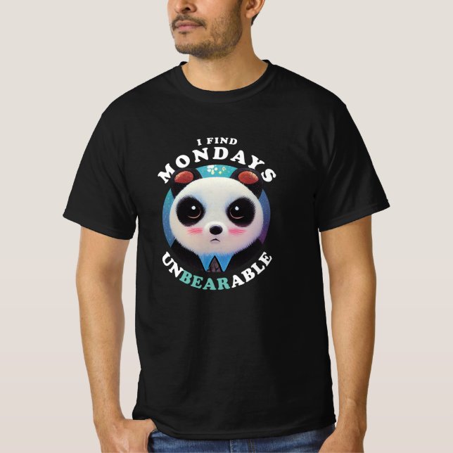 T-shirt Panda Mignonne trouve les lundis insupportables |  (Devant)