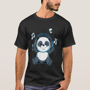 T-shirt Panda Music Note Casques Panda Dj Sound Teddy