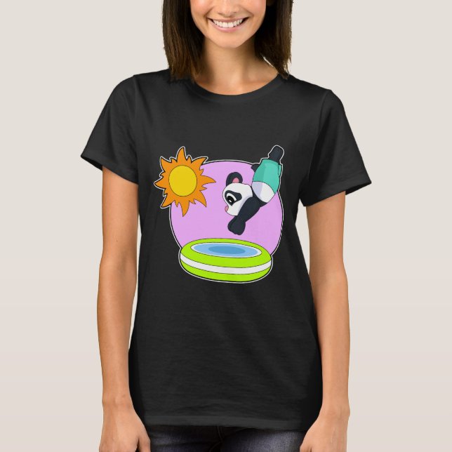 T-shirt Panda Nageant Piscine Été (Devant)