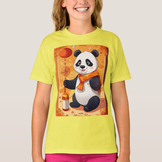 T-shirt Panda new year Party — Cartoon  style designed   (Devant)