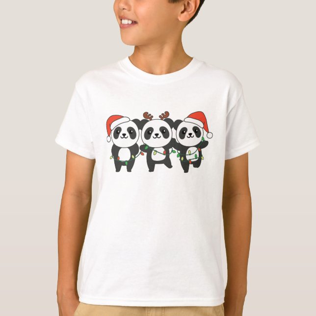 T-shirt Panda Noël Animaux mignons Pandas (Devant)